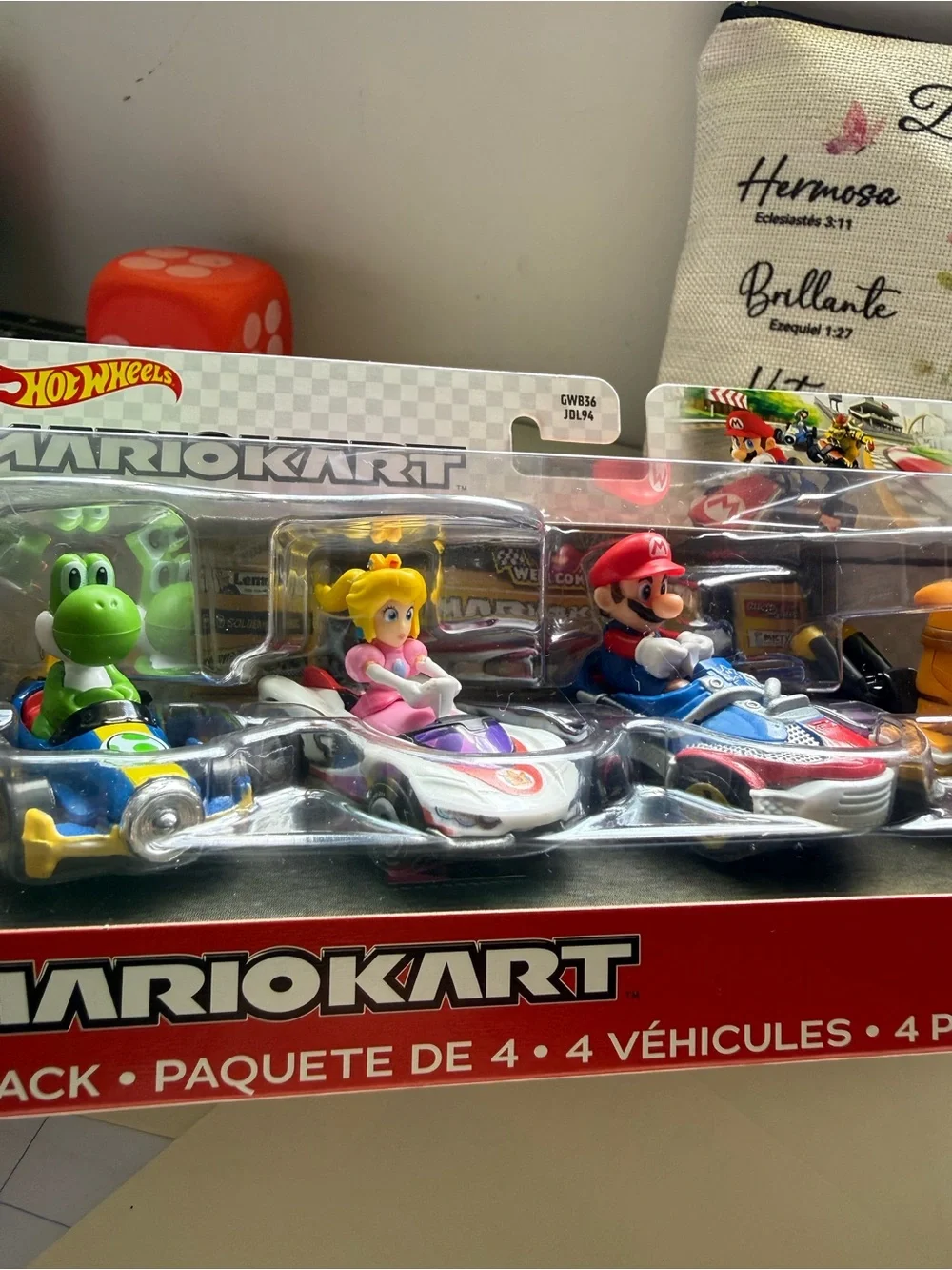 Mattel Mario & Peach Racing Karts in Blue, Red, Pink and White